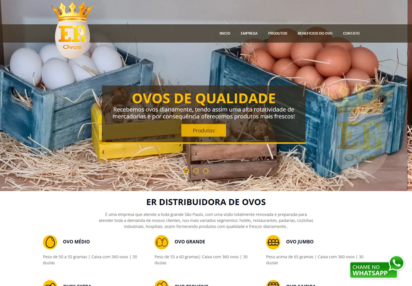 Distribuidora de ovos | ER Ovos — versão para computador