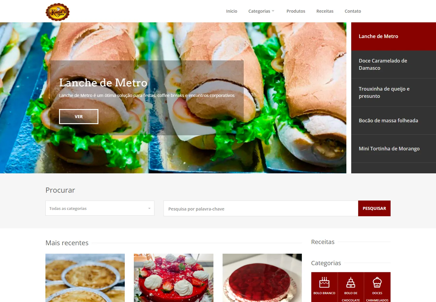 Kand's Mania bolos, doces, salgados, lanches e muito mais — versão para computador