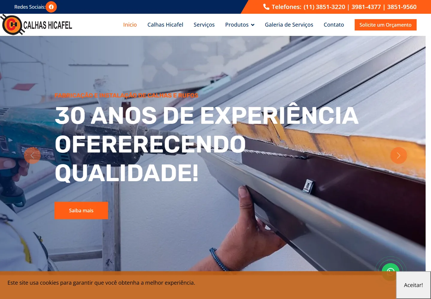 Calhas e Rufos em São Paulo | Hicafel — versão para computador