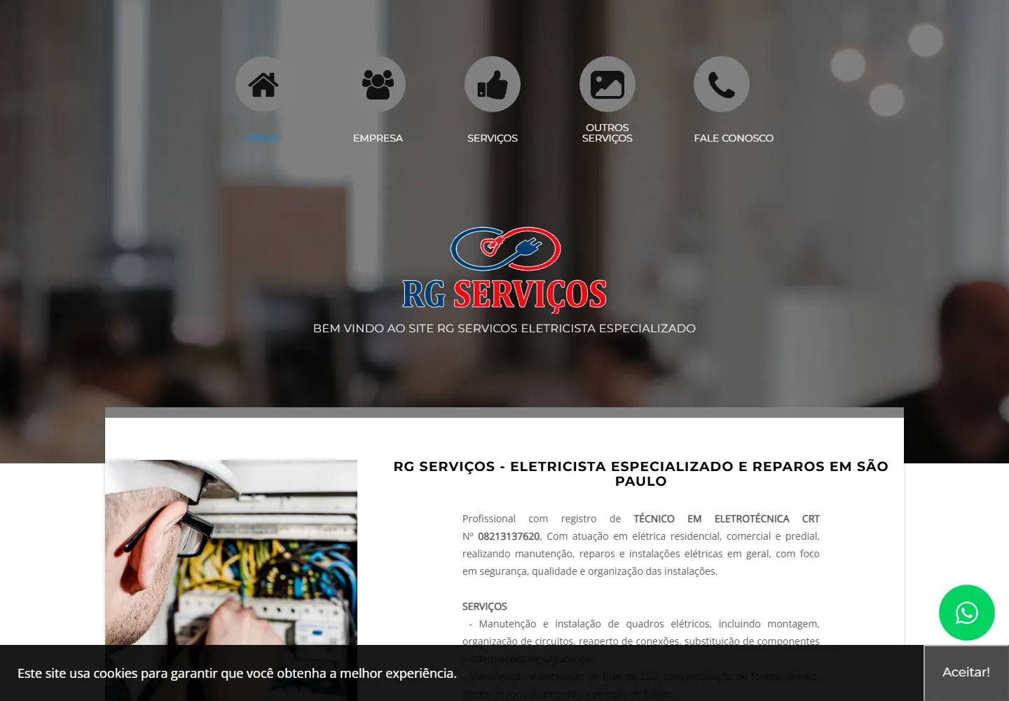RG Serviços - Eletricista e Reparos em São Paulo — versão para computador